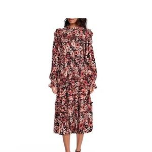 Rachel Parcell Floral Tiered Midi Dress Womens 6 Spring Easter Peasant